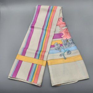 Vintage Silk Floral  Scarf Orchids